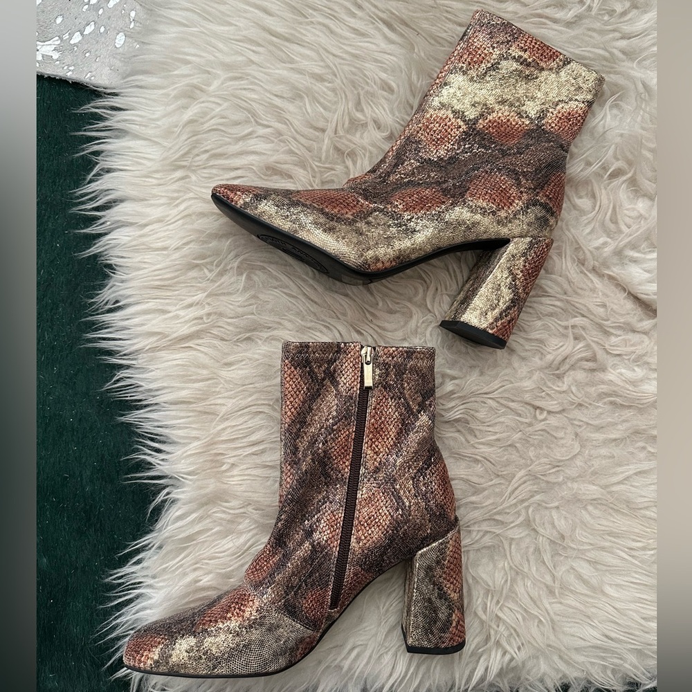 Franco Sarto Harmond Bootie in Golden Snake Print